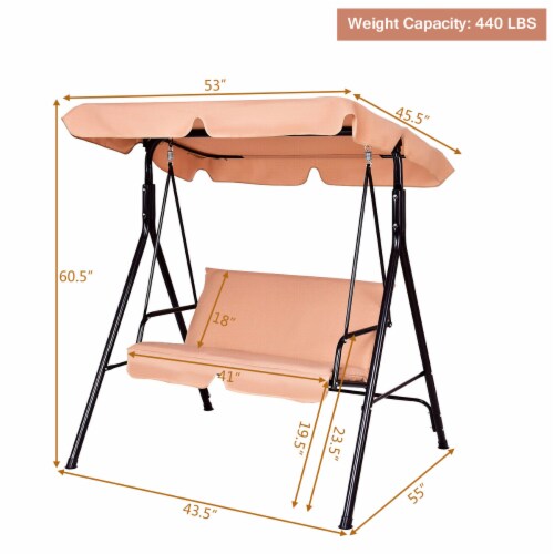 Costway Loveseat Patio Canopy Swing Glider Hammock Cushioned Steel Frame Outdoor Perspective: top