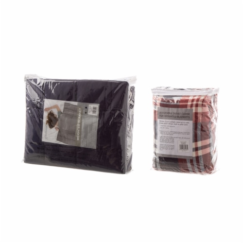 Glitzhome Cotton Quilted Weighted Blanket and Removable Duvet Cover Perspective: top