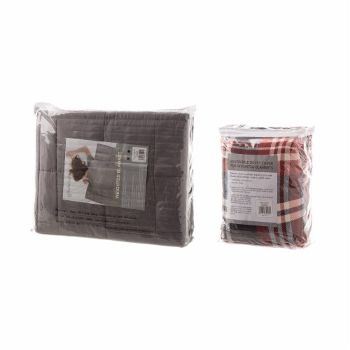 Glitzhome Cotton Quilted Weighted Blanket and Removable Duvet Cover Perspective: top