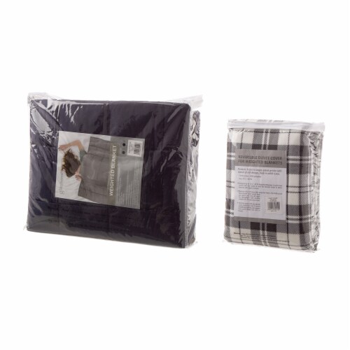 Glitzhome Cotton Quilted Weighted Blanket and Removable Duvet Cover Perspective: top