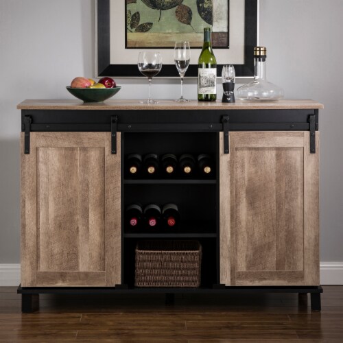 Glitzhome Storage Cabinet with Sliding Doors - Black Perspective: top
