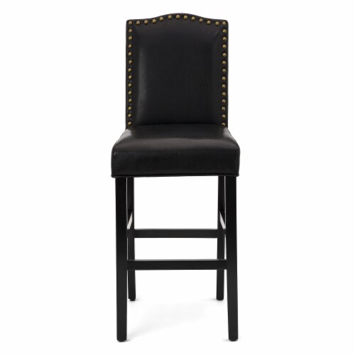 Glitzhome Studded Leatherette Barchair - Black Perspective: top