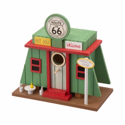Glitzhome Wooden Truck-Stop Decorative Birdhouse Perspective: top