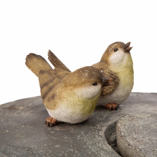 Glitzhome  Spring Birds Polyresin Outdoor Fountain With Pump and LED Light Perspective: top