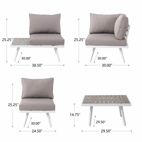 Glitzhome 6-Piece Outdoor Aluminum Sectional Sofa Set With Cushions Perspective: top
