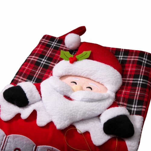 Glitzhome 36 Inch Length Felt 3D Oversized Count Down Stocking, Santa Perspective: top