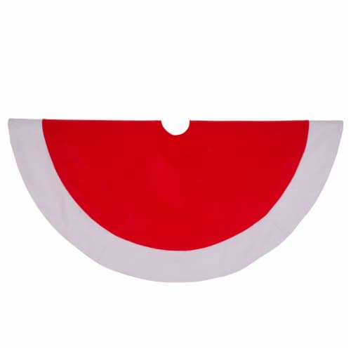 Glitzhome 48 Inch Diameter Red & White Felt Christmas Tree Skirt Perspective: top
