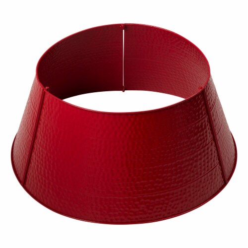 Glitzhome 26 Inch Diameter Red Hammer-harden Metal Tree Collar Perspective: top