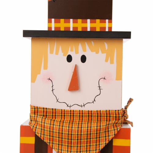 Glitzhome Wooden Snowman Double-edge Porch Decor Nesting Yard Decor Stackable Box Perspective: top
