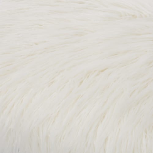 Glitzhome Faux Fur Upholstered Bench with Acrylic X-Leg - White / Clear Perspective: top