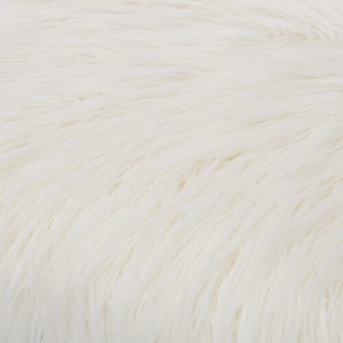 Glitzhome Faux Fur Upholstered Bench with Acrylic X-Leg - White / Clear Perspective: top