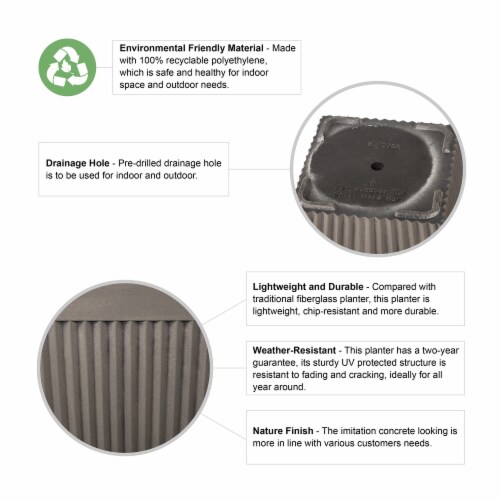 Glitzhome Faux Concrete Square Pot Planter Perspective: top