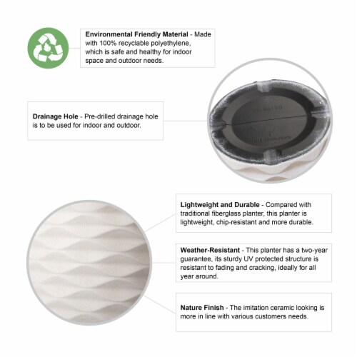 Glitzhome Faux Porcelain Round Planter Perspective: top