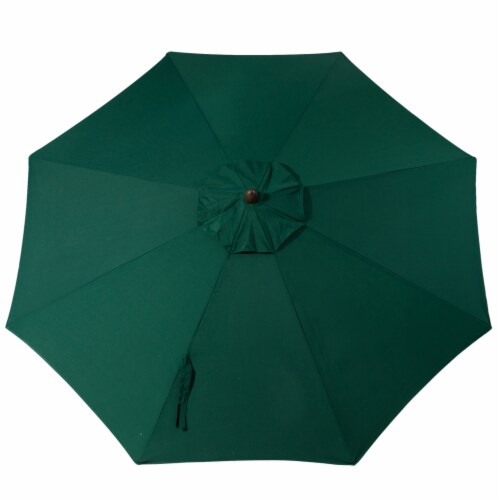 Glitzhome Aluminium Self Tilt Market Patio Umbrella - Dark Green Perspective: top