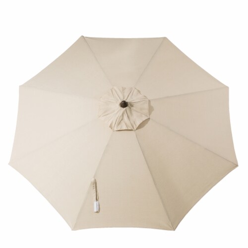 Glitzhome Aluminium Self Tilt Market Patio Umbrella - Beige Perspective: top