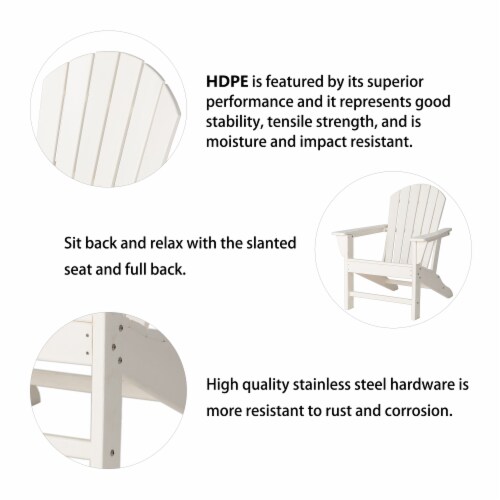 Glitzhome All-Weather Adirondack Chair - White Perspective: top