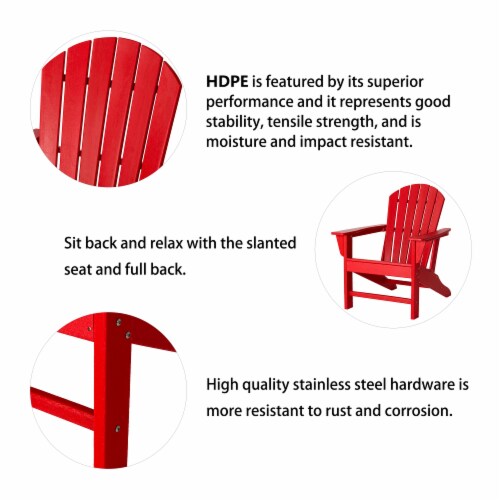 Glitzhome Adirondack Chair - Red Perspective: top
