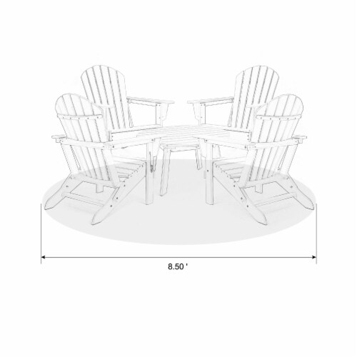 Glitzhome Outdoor 5-Piece Rust-Proof HDPE Adirondack Chair Set with Round Side Table, White Perspective: top
