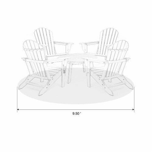 Glitzhome Outdoor 5-Piece Rust-Proof HDPE Adirondack Chair Set with Round Side Table, White Perspective: top