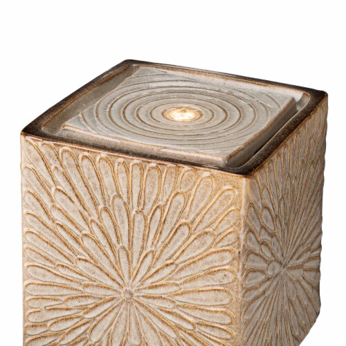 Glitzhome Ceramic Square Pot Outdoor Fountain Perspective: top