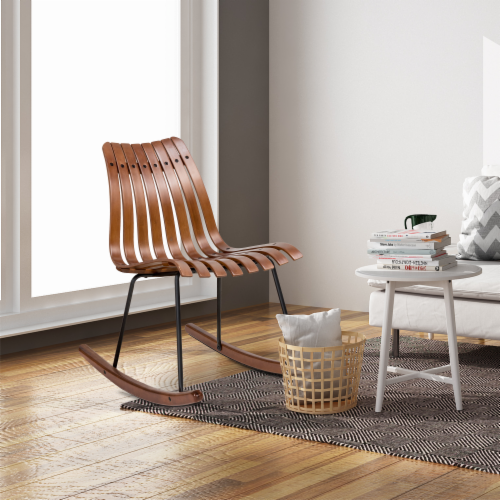 Glitzhome Contoured Natural Bamboo Rocking Chair Perspective: top