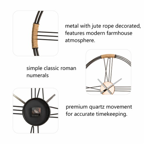 Glitzhome Oversized Modern Farmhouse Round Wall Clock Perspective: top