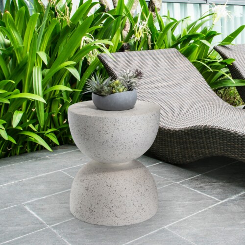 Glitzhome Multi-Functional Fauz Terrazoo Garden Stool and Plant Stand Perspective: top