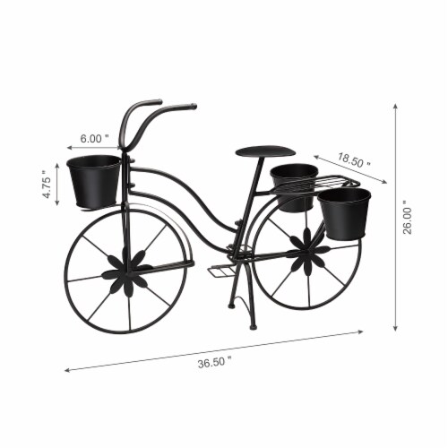 Glitzhome Oversized Metal Bicycle with Pots Plant Stand - Black Perspective: top