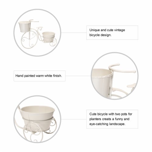 Glitzhome Metal Bicycle Plant Stand - White Perspective: top