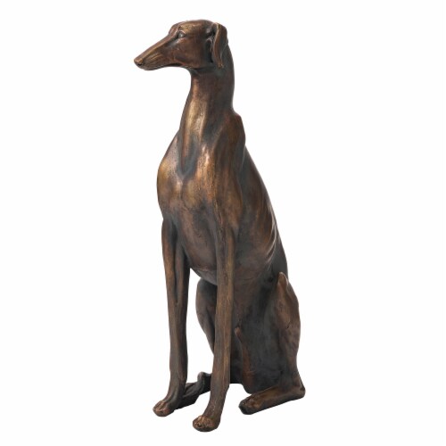 Glitzhome 30.25 Inch H MGO Sitting Greyhound Dog Statue-Right Perspective: top