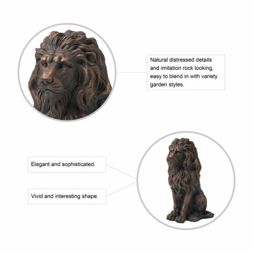 Glitzhome Guardian Sitting Lion Garden Statue Perspective: top