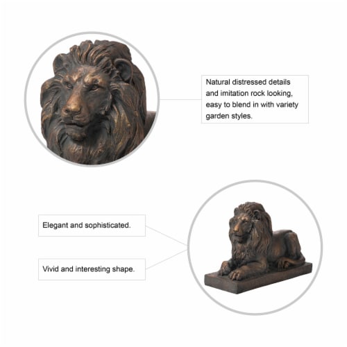 Glitzhome Lying Guardian Lion Garden Statue Perspective: top