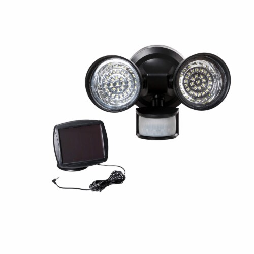 Glitzhome 8.25 Inch Solar Lights Dual-Head LED Motion Senser Waterproof Security Flood Light Perspective: top