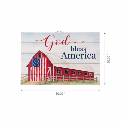 Glitzhome God Bless America Wooden Porch Sign Wall Decor Perspective: top