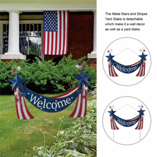 Glitzhome Patriotic Welcome Metal Yard Stake/Wall Sign Perspective: top
