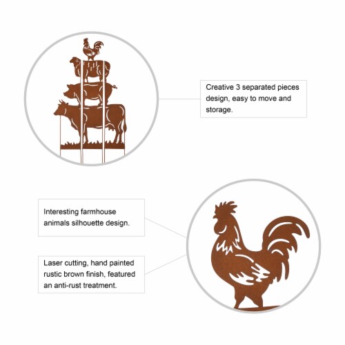 Glitzhome Farmhouse Silhouette Rustic Metal Yard Stake Perspective: top