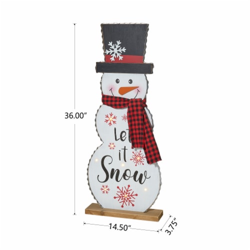 Glitzhome Lighted Snowman Wooden Porch Decor Perspective: top