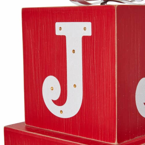Glitzhome Lighted Wooden Block Joy Porch Sign Perspective: top