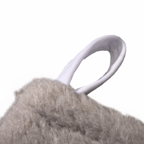 Glitzhome Two Pack 21 Inch Length White Fleece with Christmas Tree and Snowflake Stocking Perspective: top