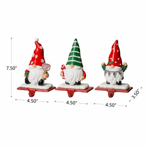 Glitzhome Gnomes Resin Stocking Holder - 3 Piece Perspective: top
