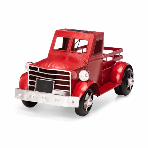 Glitzhome 18.5 Inch Outdoor Planter Stand Red Metal Truck
