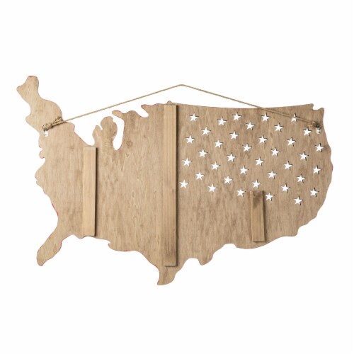 Glitzhome 32.25 Inch Length Wooden Patriotic America Map Wall Decor Perspective: top