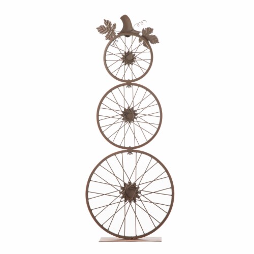 Glitzhome Bicycle Wheel Pumpkin Porch Sign for Harvest Thanksgiving Decor Perspective: top