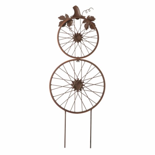 Glitzhome Bicycle Wheel Pumpkin Porch Sign for Harvest Thanksgiving Decor Perspective: top