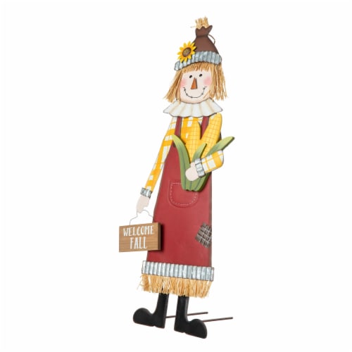Glitzhome Fall Wooden Scarecrow Yard Stake Multi-functional Wooden Rustic Pallet Sign Perspective: top