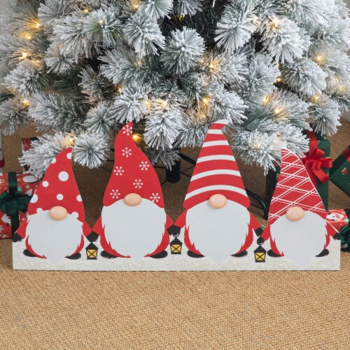 Glitzhome 30 Inch Length Christmas Gnomes Metal Tree Collar Perspective: top