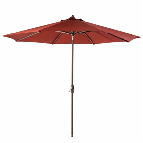 Glitzhome 9.8ft Red Aluminium Self Tilt Market Patio Umbrella, Olefin Fabric Perspective: top