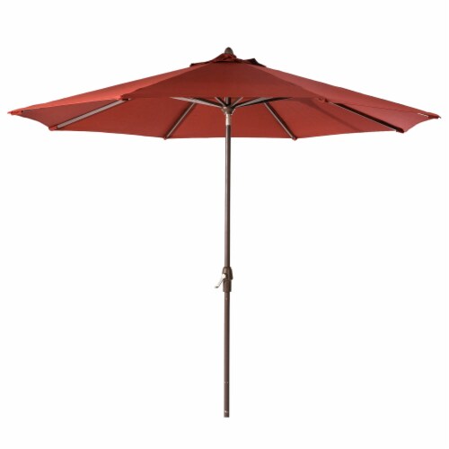 Glitzhome 8.8ft Wine Red Aluminium Self Tilt Market Patio Umbrella, Olefin Fabric Perspective: top