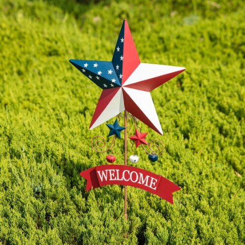 Glitzhome Set of 2 42 H Patriotic/Americana Star Yard Stake Perspective: top