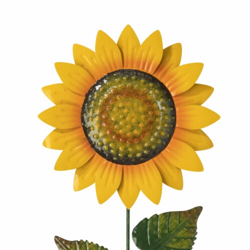Glitzhome 36 Inch H Metal Inch Welcome to the Garden Inch Sunflower Yardstake Perspective: top